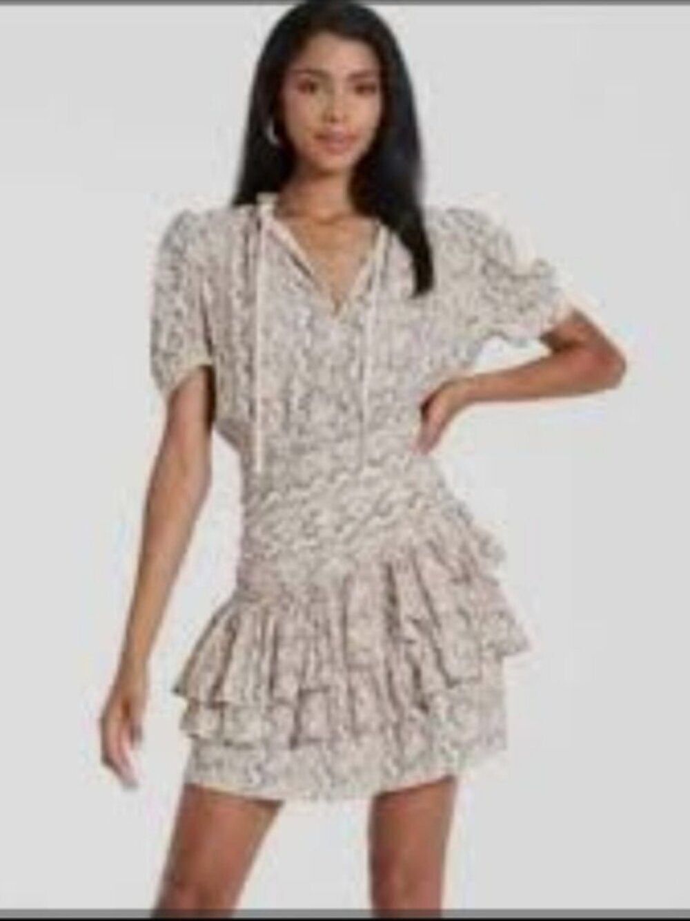 The item is a Dear John Wren Twilight Snakeskin Ruffle Mini Women's Size Small